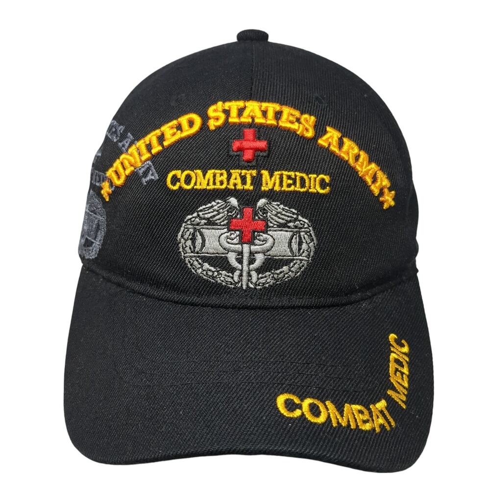 United States Army Strapback Baseball Cap Black One Size Military U.S. Warriors